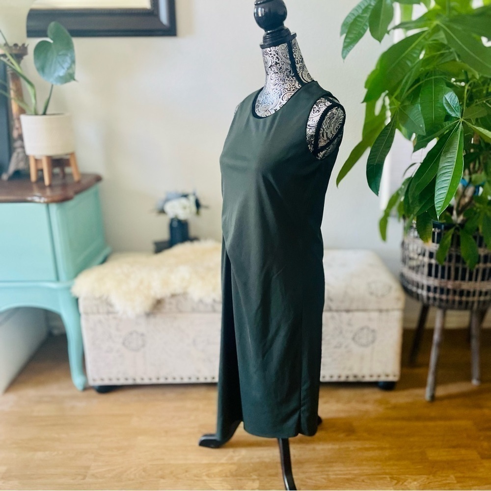 Elie Tahari Isolde Sleeveless Draped Dress in Camouflage Olive Green, Size XS - Picture 9 of 14